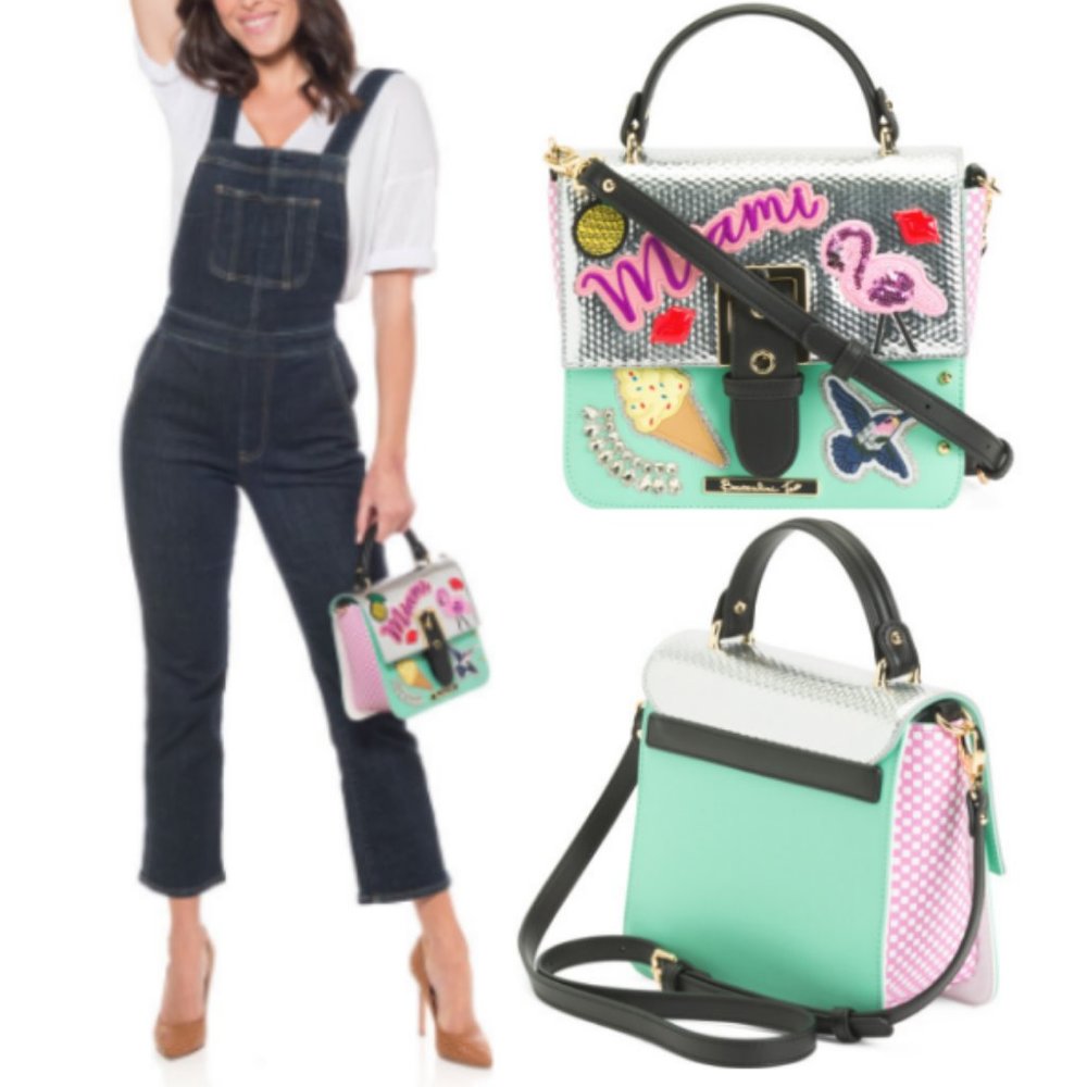 Miami Embellished Crossbody Satchel Bag by Braccialini / Min & Mon Flamingo